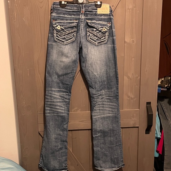 Hydraulic Blue Boot Cut Jeans with White Stitching - Picture 1 of 6